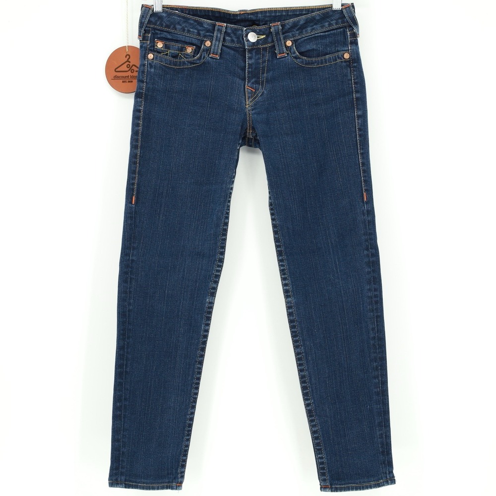 True Religion Jeans Stella Womens 30 Skinny Low Rise Stretch Blue Denim USA Made